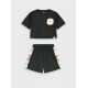 Εφηβικό Σετ Μπλούζα Τοπ Και Σορτς με Υπέροχο Κέντημα Κορίτσι (6-16) -Μαύρο- 16-226284-0