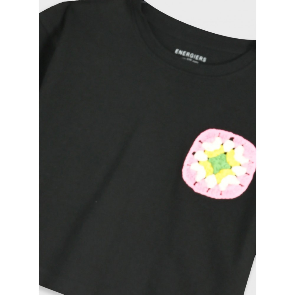 Εφηβικό Σετ Μπλούζα Τοπ Και Σορτς με Υπέροχο Κέντημα Κορίτσι (6-16) -Μαύρο- 16-226284-0