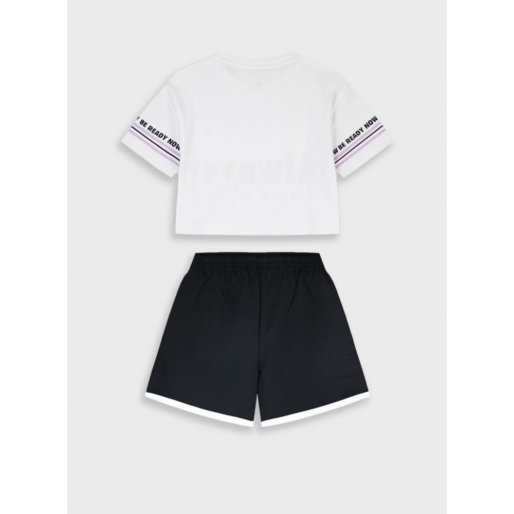 Εφηβικό Μακό Σετ με Μπλούζα Always Be Ready Και Σορτς Κορίτσι (6-16) -Μαύρο- 16-226285-0
