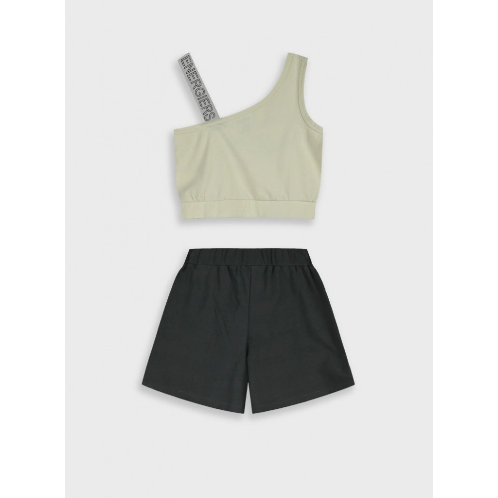 Εφηβικό Σετ με Μπλούζα Αμάνικη Arhletic Lifestyle Και Σορτς Κορίτσι (6-16) -Μαύρο- 