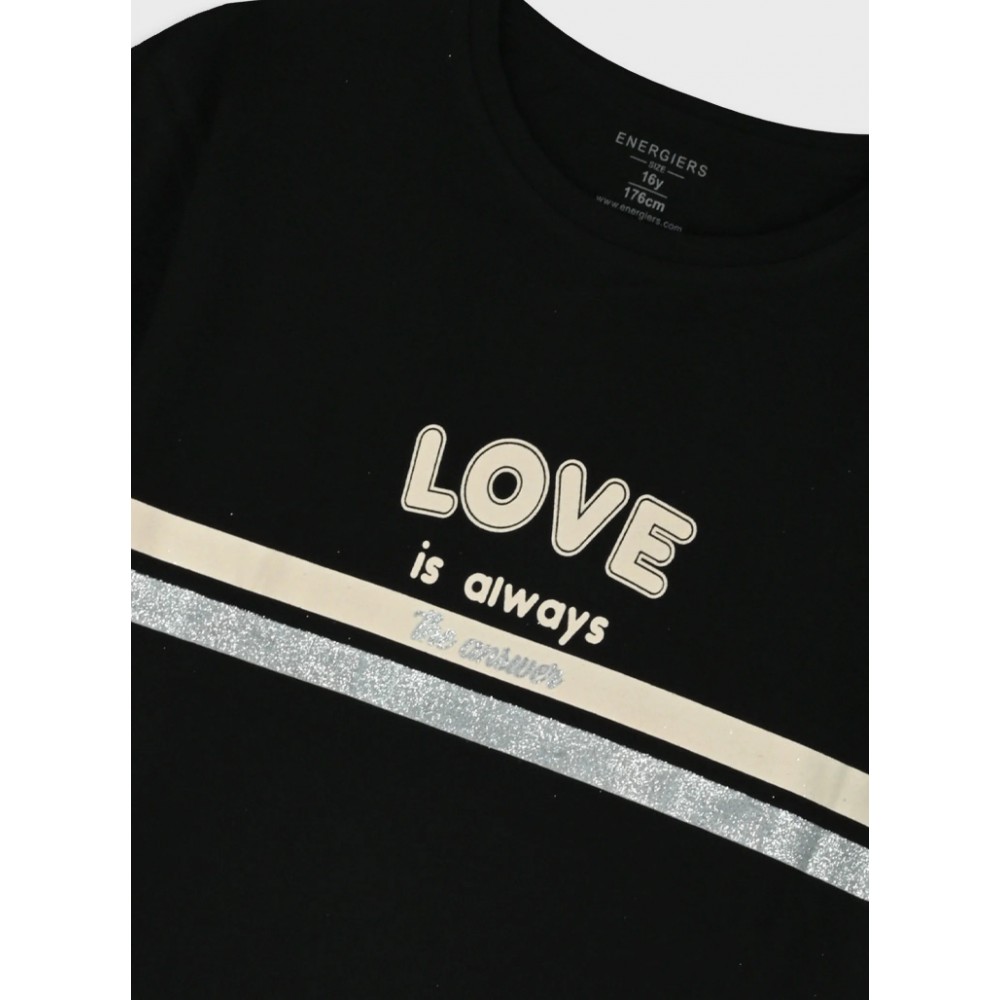 Εφηβικό Μακό Σετ με Μπλούζα Love is Always Και Σορτς Κορίτσι (6-16) -Βανίλια- 16-226290-0