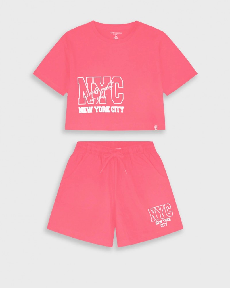 Εφηβικό Μακό Σετ με Μπλούζα New York City Και Σορτς Κορίτσι (6-16) -Φρεζ- 
