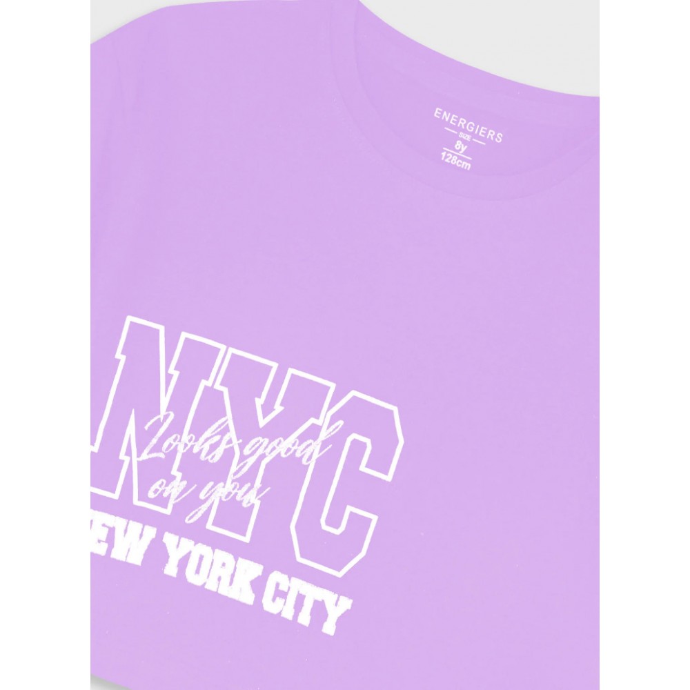 Εφηβικό Μακό Σετ με Μπλούζα New York City Και Σορτς Κορίτσι (6-16) -Λιλά- 16-226292-0