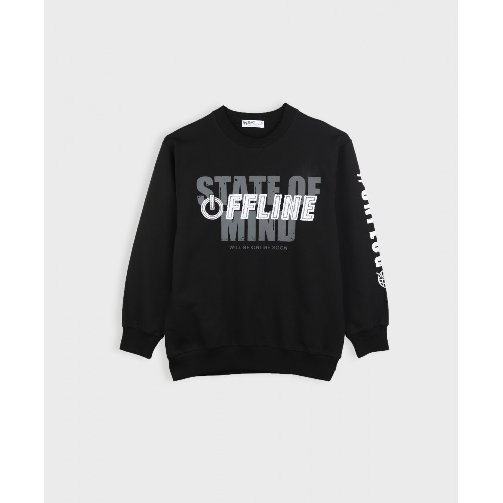 Εφηβικό Casual Σετ Φόρμα Εποχής Με Τύπωμα Off Line Αγόρι -Μαύρο- 161623