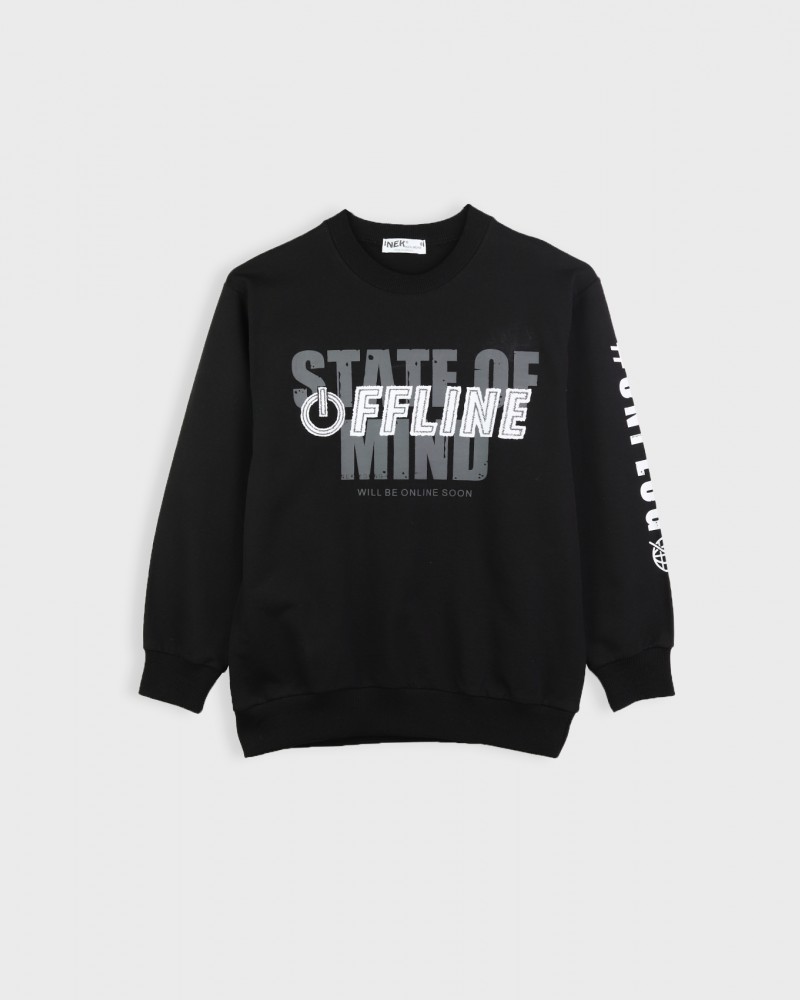 Εφηβικό Casual Σετ Φόρμα Εποχής Με Τύπωμα Off Line Αγόρι -Μαύρο- 161623