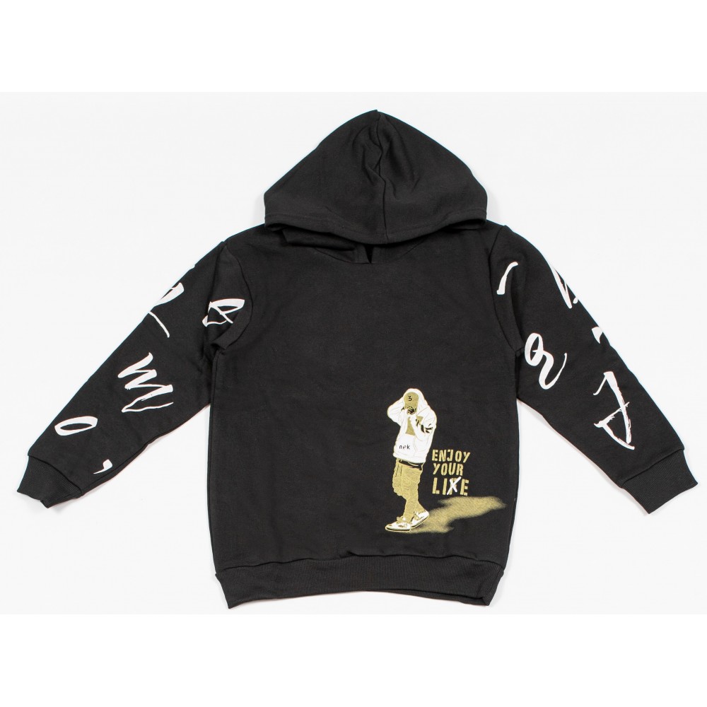 Εφηβικό Σετ Φούτερ Φόρμας  Με Κουκούλα Enjoy Hoodies Cargo Αγόρι (6-16Ε) -Μαύρο- 162324