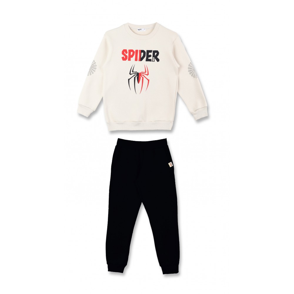 Εφηβικό Σετ Φούτερ Φόρμας Με Τύπωμα Spider Hoodies Αγόρι (6-16) -Πάγου- 162424