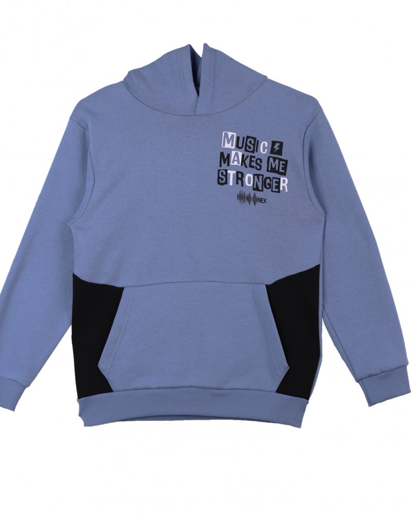 Εφηβικό Σετ Φούτερ Φόρμας Με Κουκούλα Music Hoodies Αγόρι (6-16Ε) -Σιελ- 162624
