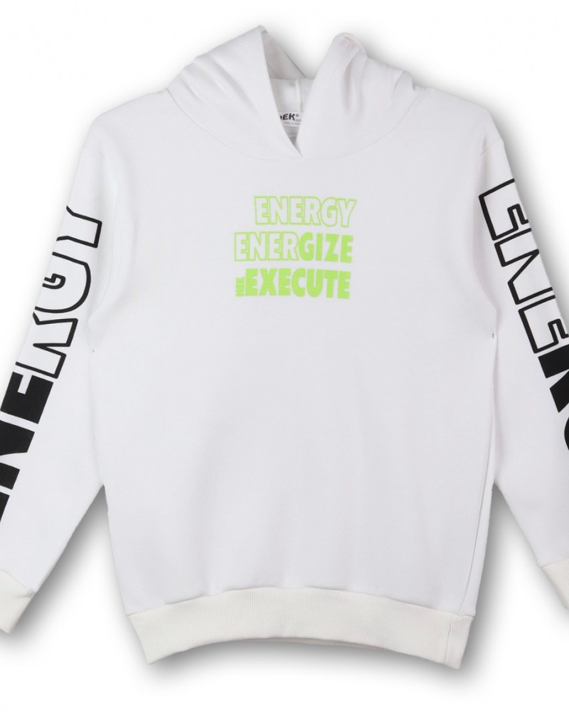 Εφηβικό Σετ Φούτερ Φόρμας Με Κουκούλα Energy Hoodies Αγόρι (6-16Ε) -Λευκό- 162924