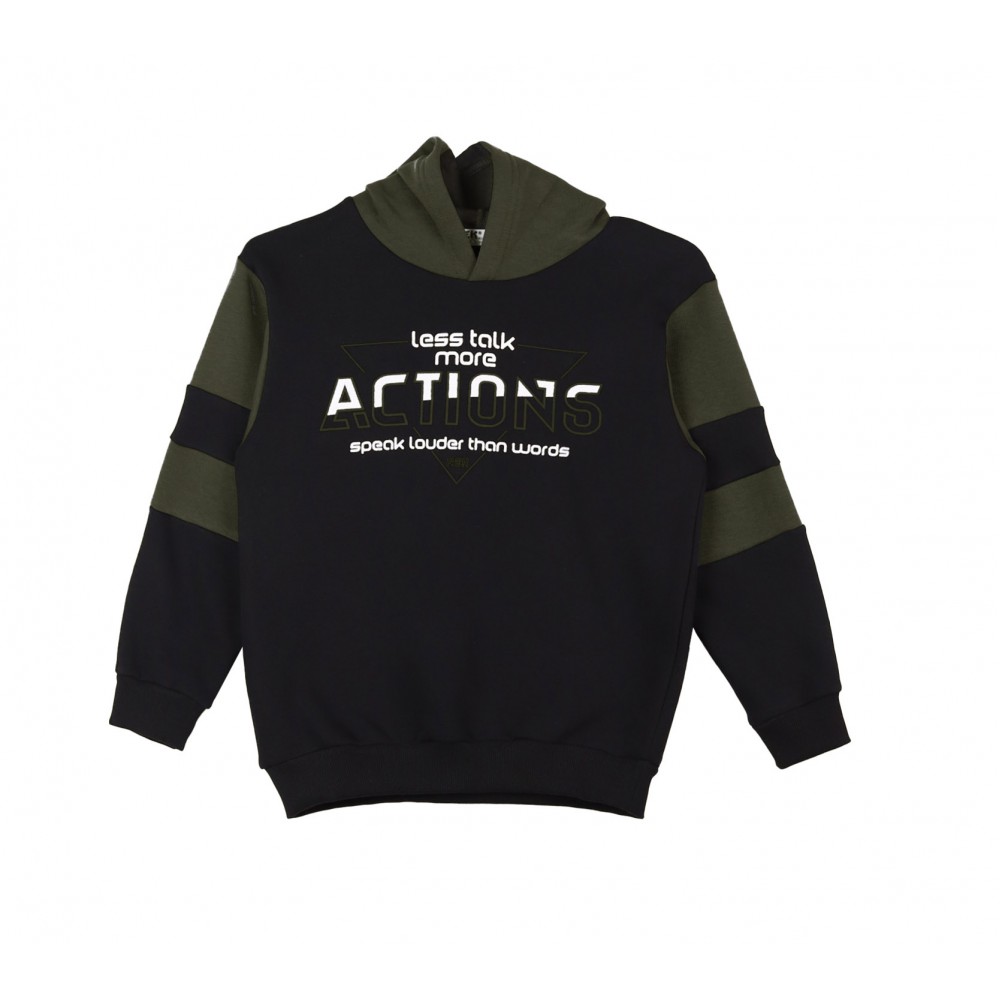 Εφηβικό Σετ Φούτερ Φόρμας Με Κουκούλα Actions Hoodies Αγόρι (6-16Ε) -Μαύρο- 163524