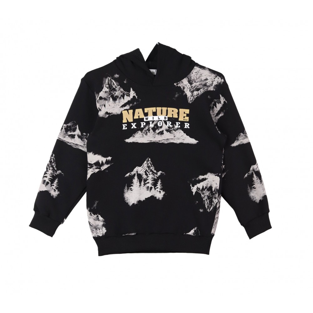 Εφηβικό Σετ Φούτερ Φόρμας Με Κουκούλα Nature Hoodies Αγόρι (6-16) -Μαύρο- 164224