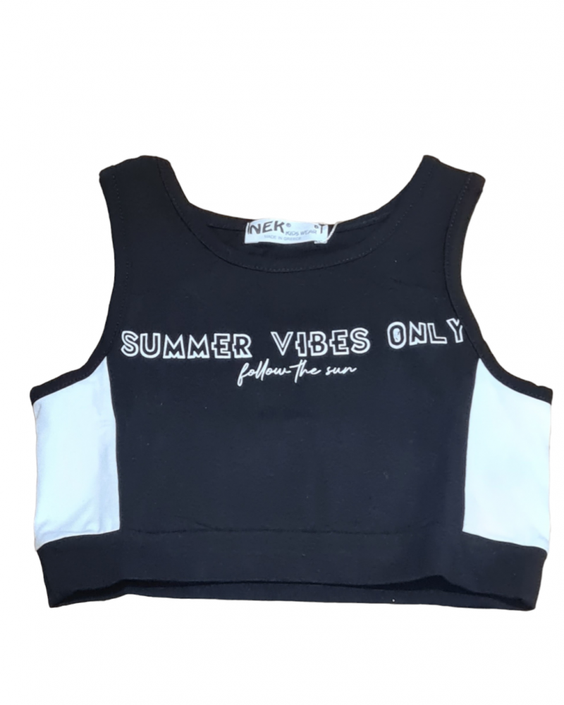 Εφηβικό Σετ Top Crop Μπλούζα Αμάνικη Και Shorts Κορίτσι (6-16Ε) -Μαύρο- 21624