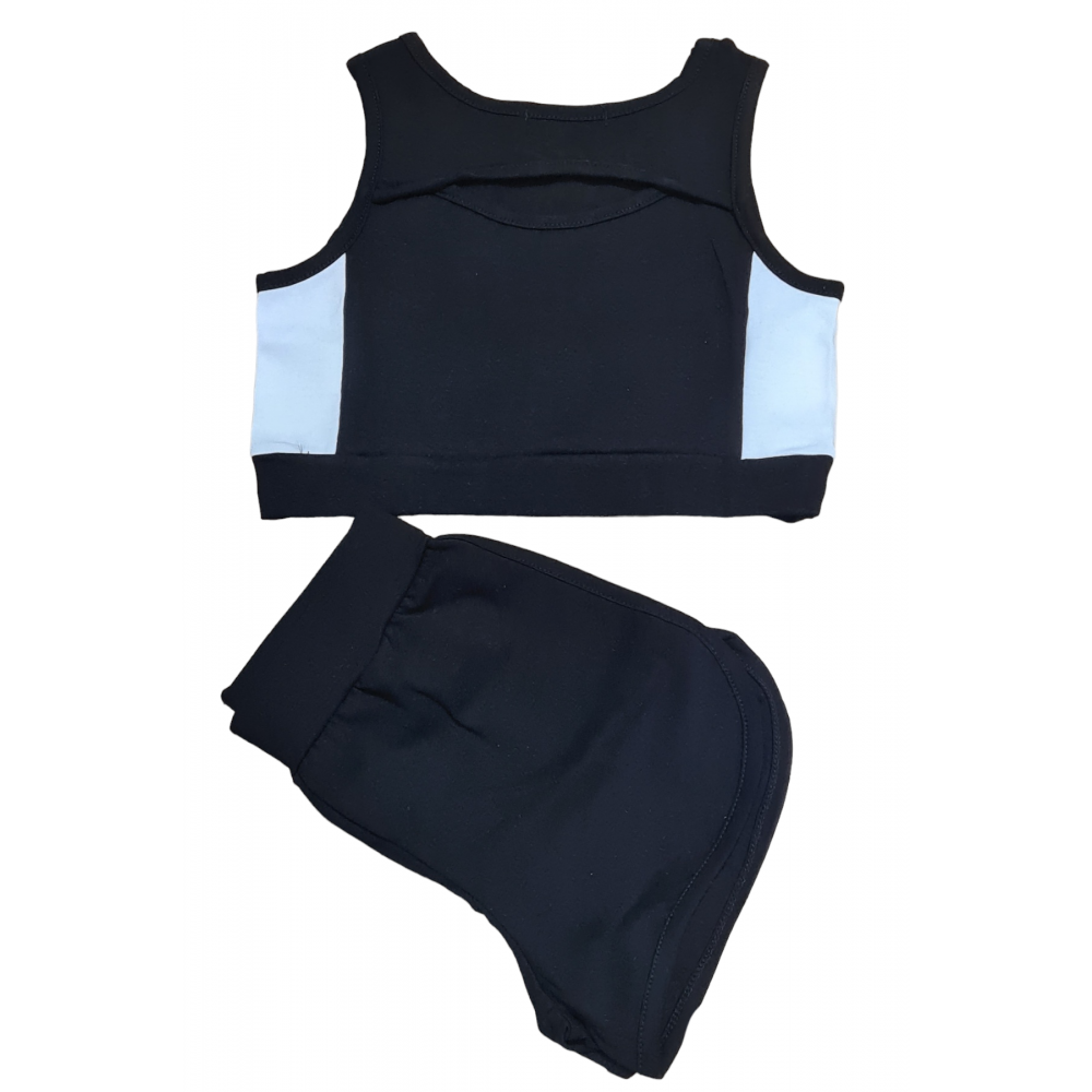 Εφηβικό Σετ Top Crop Μπλούζα Αμάνικη Και Shorts Κορίτσι (6-16Ε) -Μαύρο- 21624