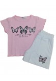 Εφηβικό Σετ Crop Top Ριπ Μπλουζάκι και Shorts Ροζ Nek Kids Wear 22322