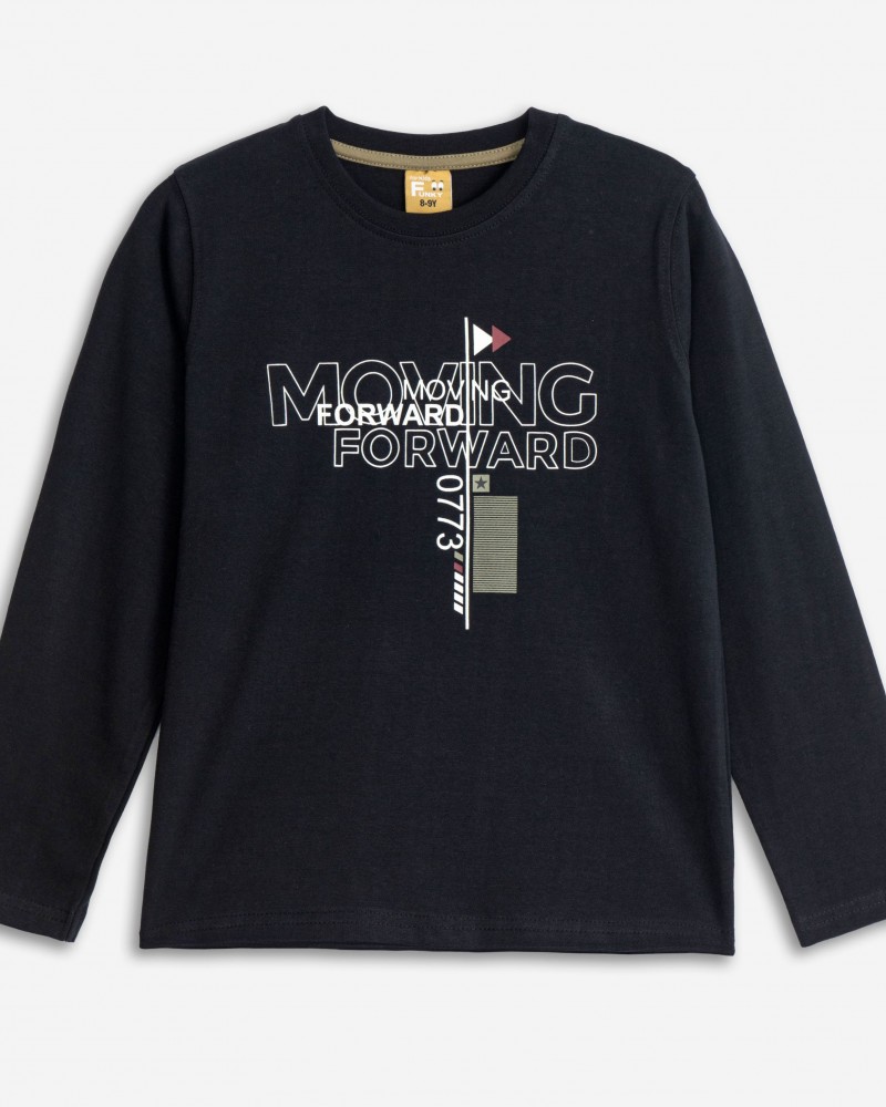 Εφηβική Μπλούζα με Τύπωμα Moving Αγόρι (6-16Ε) -Μαύρο- 225-106100-1