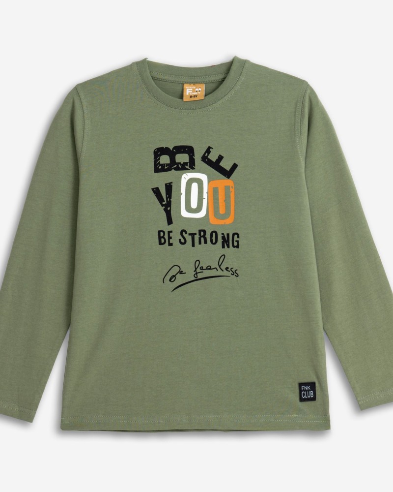 Εφηβική Μπλούζα με Τύπωμα Be Strong Αγόρι (6-16Ε) -Χακί- 225-106120-3