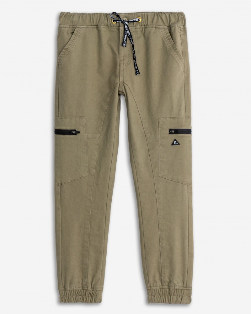 Εφηβικό Παντελόνι Chinos Cargo με Λάστιχο Αγόρι (6-16) –Dusky Green– 225-111100-1