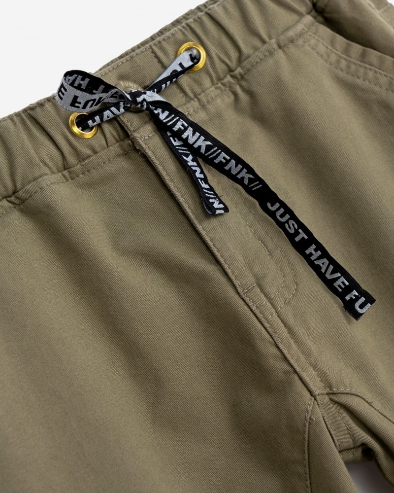 Εφηβικό Παντελόνι Chinos Cargo με Λάστιχο Αγόρι (6-16) –Dusky Green– 225-111100-1