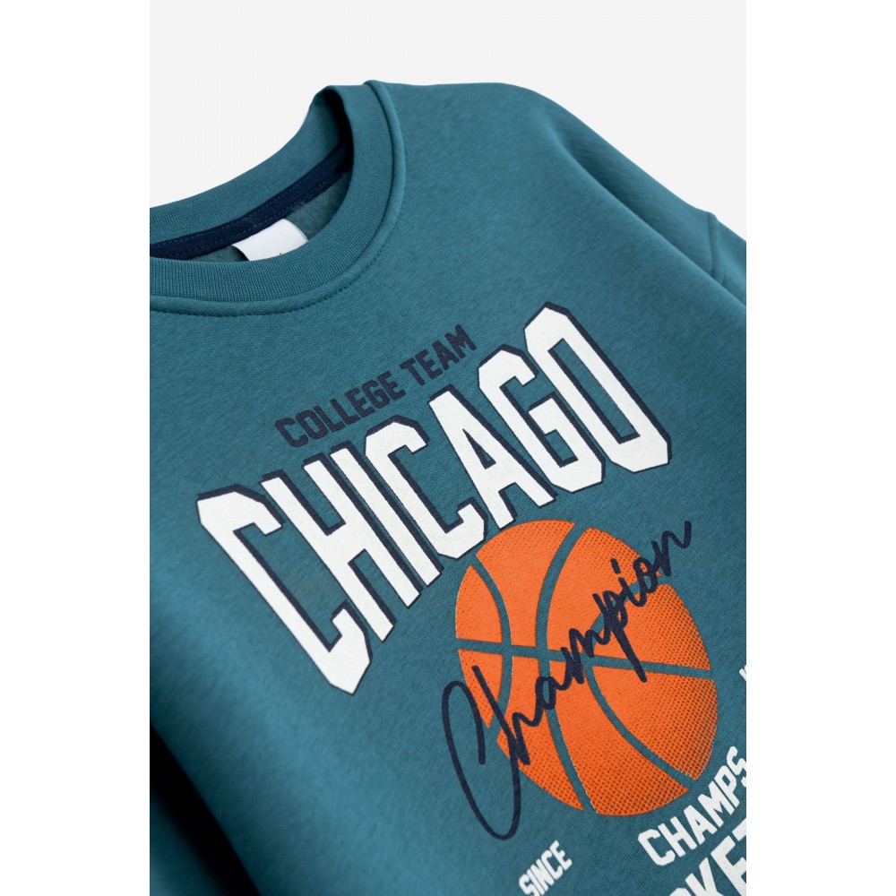 Εφηβικό Σετ Φούτερ Φόρμα Με Τύπωμα Chicago BasketBall Αγόρι (6-16) -Πετρόλ- 225-117112-1