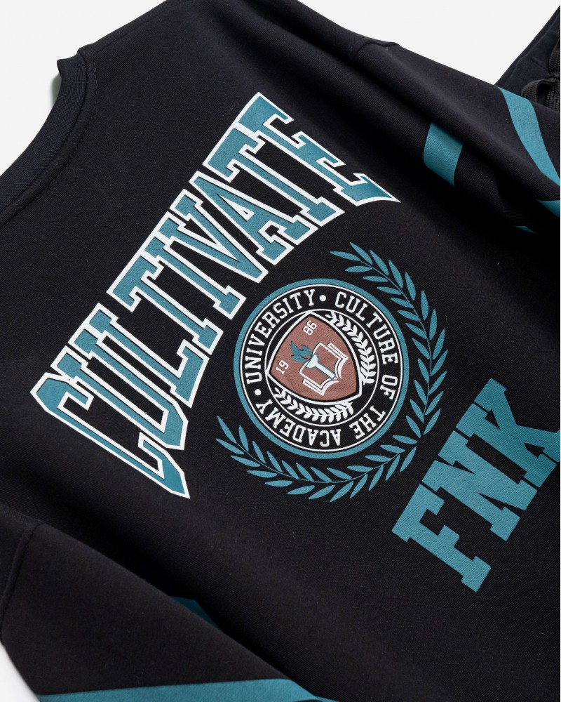 Εφηβικό Σετ Φούτερ Φόρμα Με Τύπωμα University Αγόρι (6-16) -Μαύρο- 225-117155-1