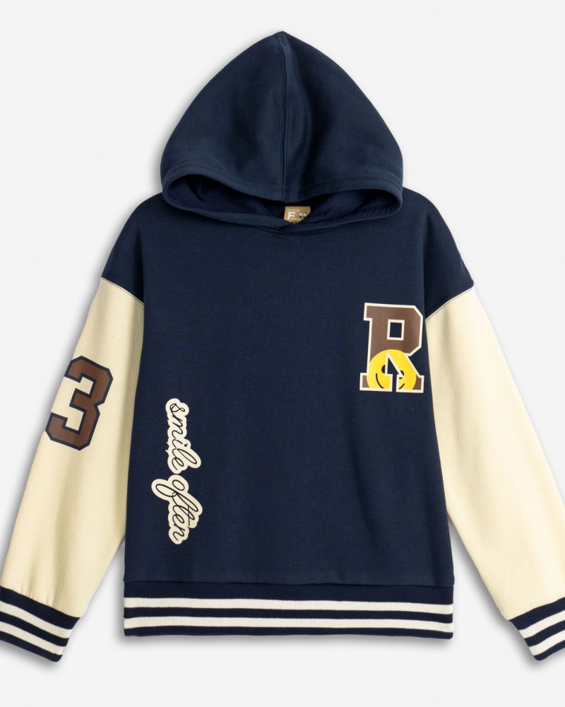 Εφηβική Μπλούζα Φούτερ Με Κουκούλα Τύπου Κολεγίου Αγόρι (6-16) -Μπλέ- 225-192102-1