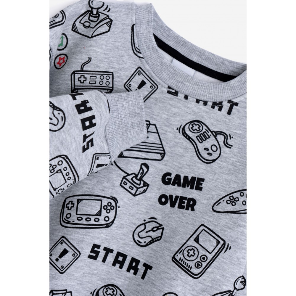 Παιδικό Σετ Φούτερ Φόρμας Με Τύπωμα Start Game Αγόρι (2-6) -Μελανζέ- 225-317120-1