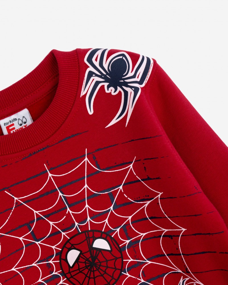 Παιδικό Σετ Φούτερ Φόρμας Με Τύπωμα Spider Αγόρι (2-6) -Κόκκινο- 225-317143-1