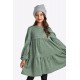 Εφηβικό Fashion Kids Φόρεμα Με Στρας και Σούρες Κορίτσι (6-16) -Σκούρο Φιστικί- 225-529101-1