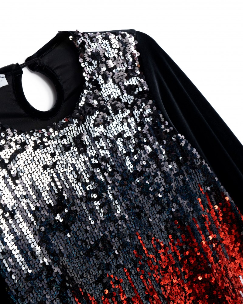 Εφηβικό Fashion Φόρεμα Βελουτέ Με Παγιέτα Κορίτσι (6-16) -Μαύρο- 225-529105-1