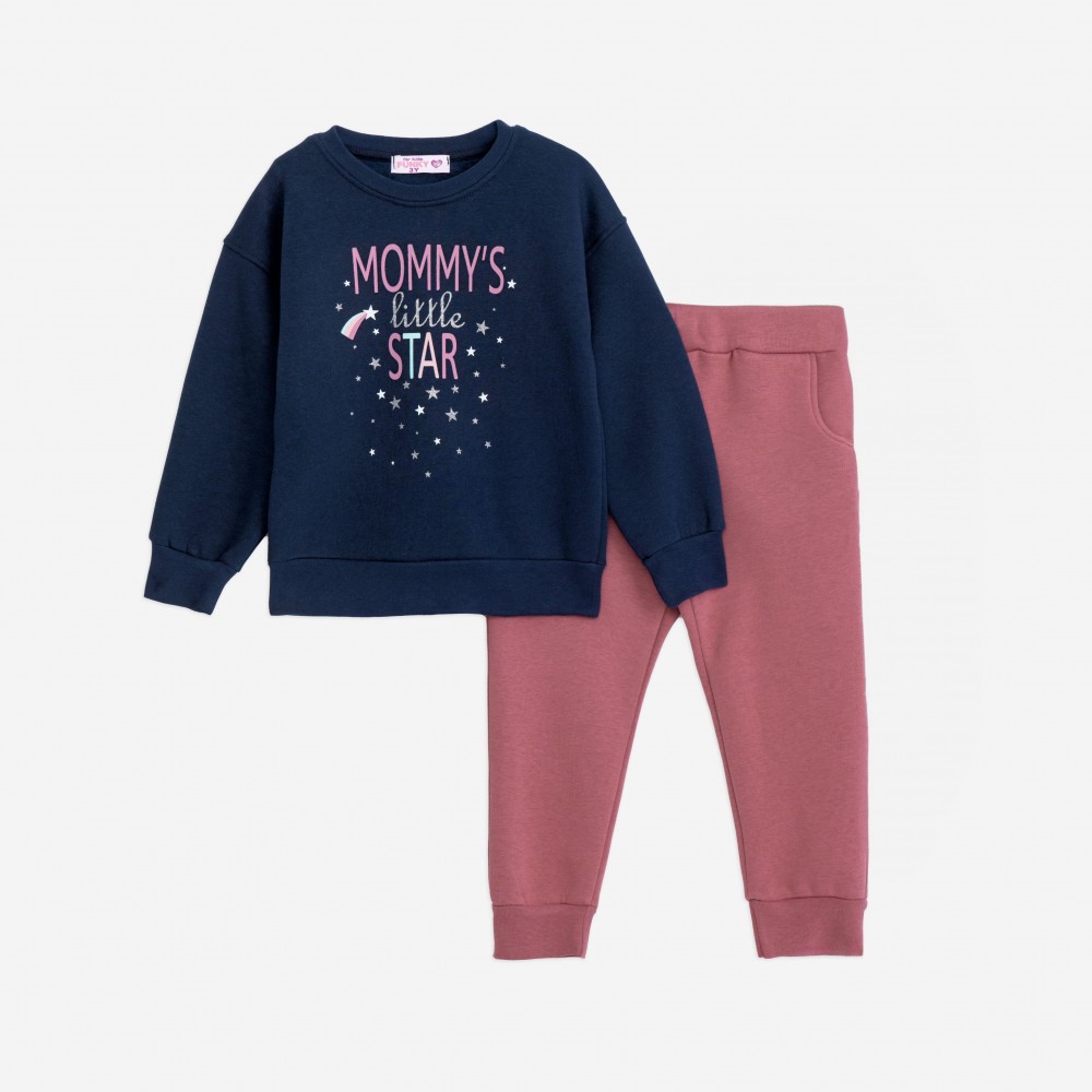 Παιδικό Casual Σετ Φούτερ Φόρμα Mammy's Little Star Κορίτσι (2-6) -Μπλε- 225-717101-1