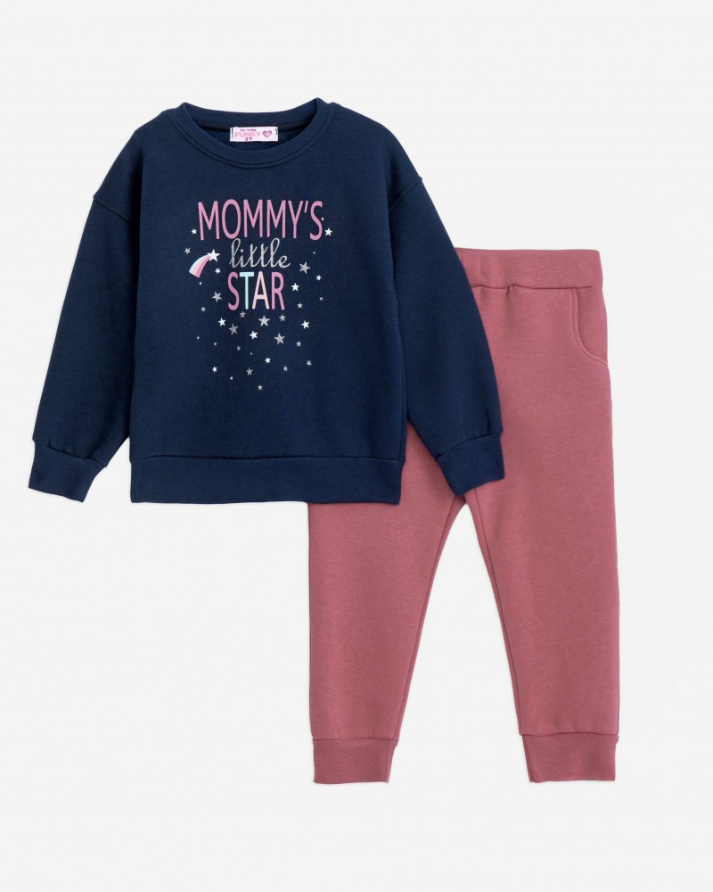 Παιδικό Casual Σετ Φούτερ Φόρμα Mammy's Little Star Κορίτσι (2-6) -Μπλε- 225-717101-1