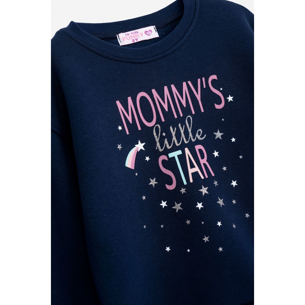 Παιδικό Casual Σετ Φούτερ Φόρμα Mammy's Little Star Κορίτσι (2-6) -Μπλε- 225-717101-1