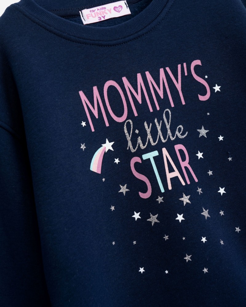 Παιδικό Casual Σετ Φούτερ Φόρμα Mammy's Little Star Κορίτσι (2-6) -Μπλε- 225-717101-1