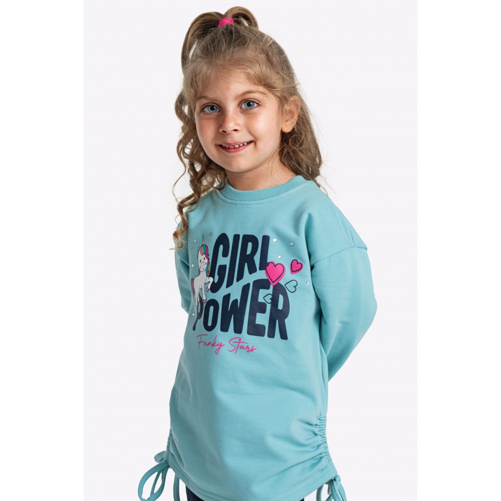 Παιδικό Σετ Κολάν Casual Εποχής Girl Power Unicorn Κορίτσι (2-6) -watetfall/Μπλε- 225-721114-2