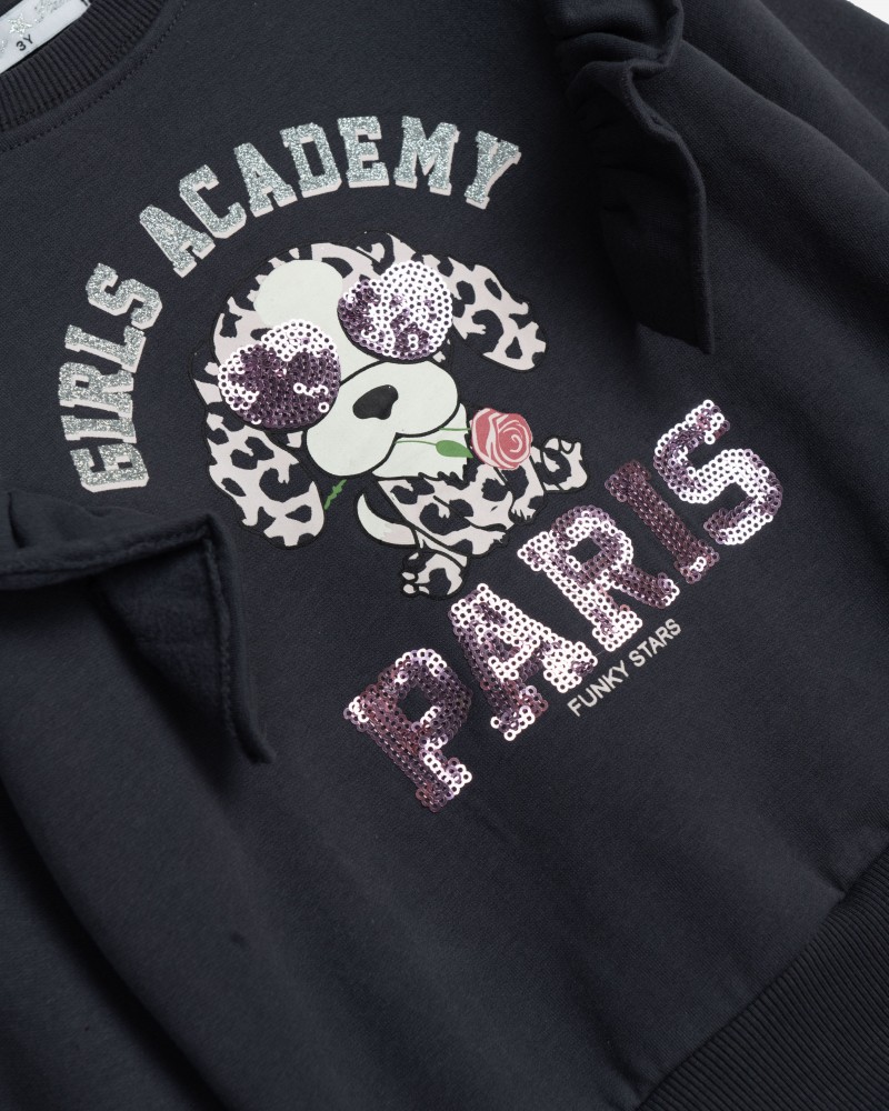 Παιδικό Casual Σετ Φούτερ με Κολάν Paris Κορίτσι (2-6) -Ανθρακί- 225-721127-1