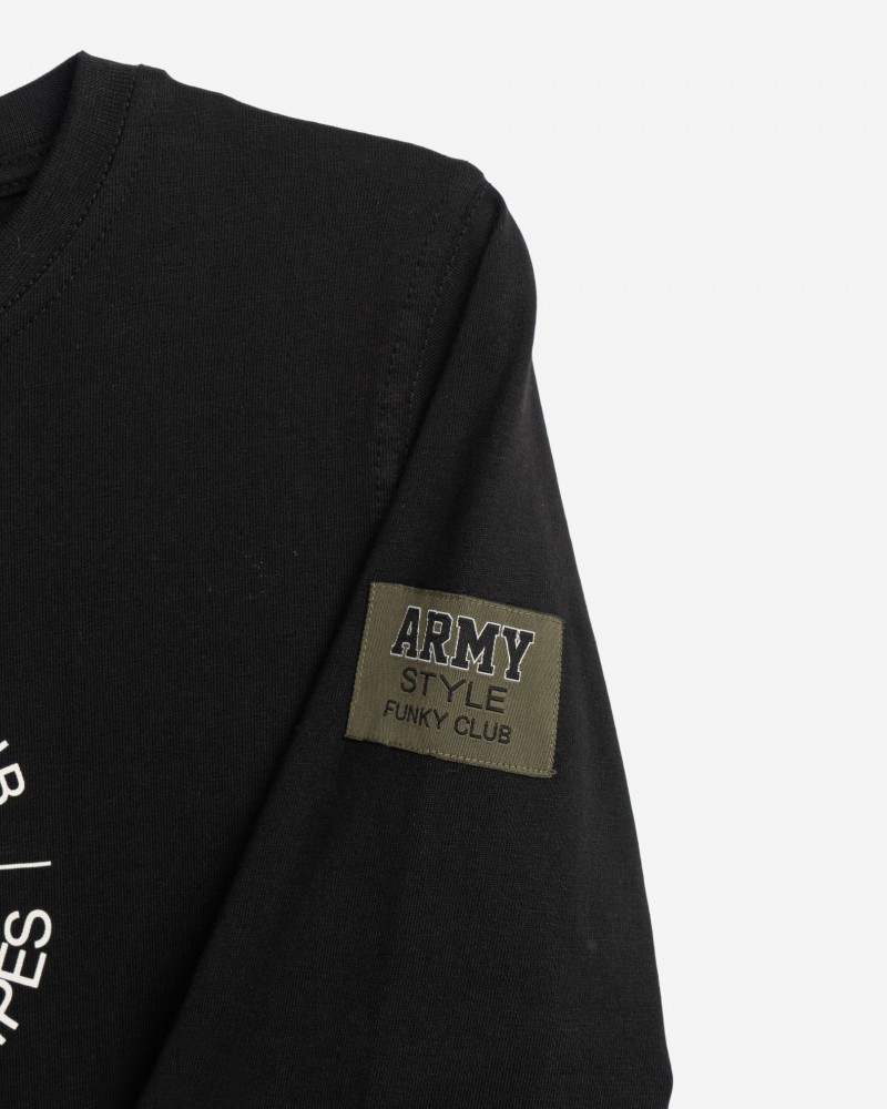 Εφηβική Μπλούζα με Τύπωμα Army Style Αγόρι (6-16) -Μαύρο- 