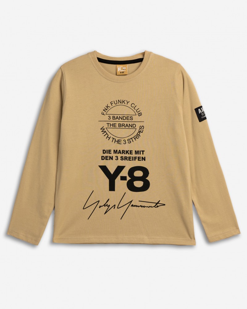 Εφηβική Μπλούζα με Τύπωμα Army Style Αγόρι (6-16) -Μπεζ- 