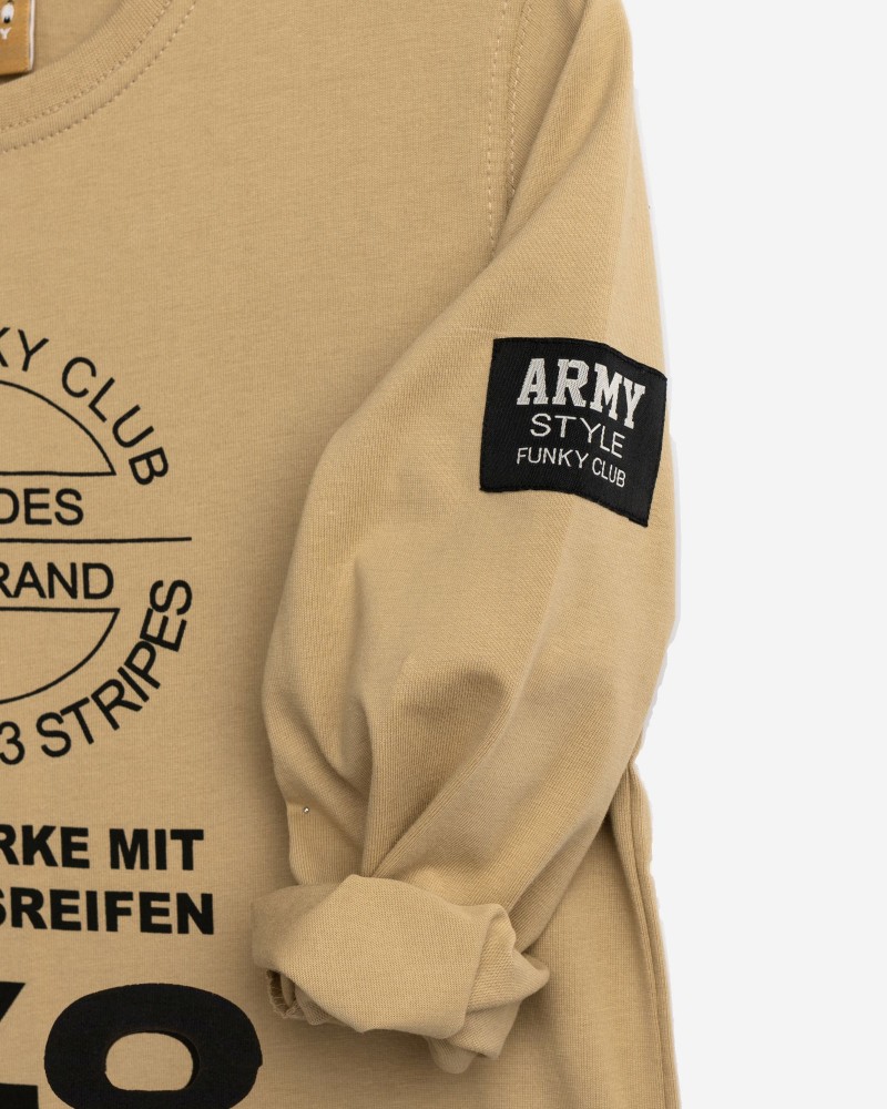 Εφηβική Μπλούζα με Τύπωμα Army Style Αγόρι (6-16) -Μπεζ- 