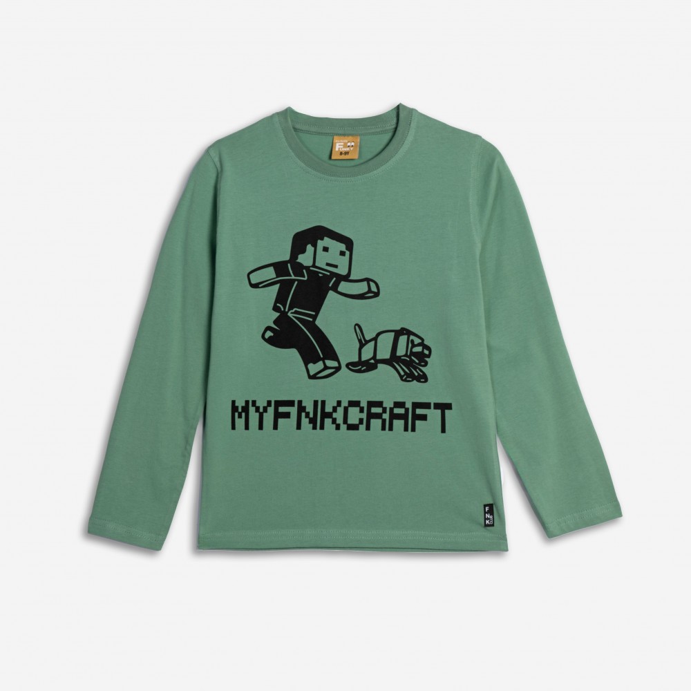 Εφηβική Μπλούζα με Τύπωμα Myfnkcraft Αγόρι (6-16) -Beep Grass/Πράσινο- 