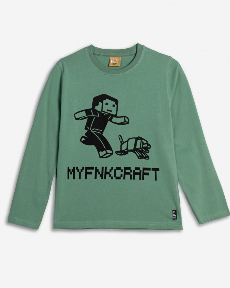 Εφηβική Μπλούζα με Τύπωμα Myfnkcraft Αγόρι (6-16) -Beep Grass/Πράσινο- 