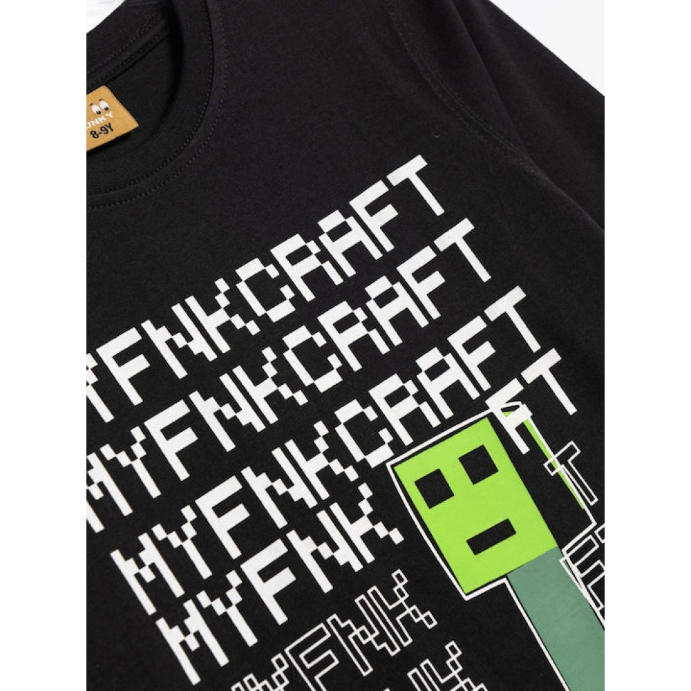 Εφηβική Μπλούζα με Τύπωμα Myfnkcraft Αγόρι (6-16) -Μαύρο- 