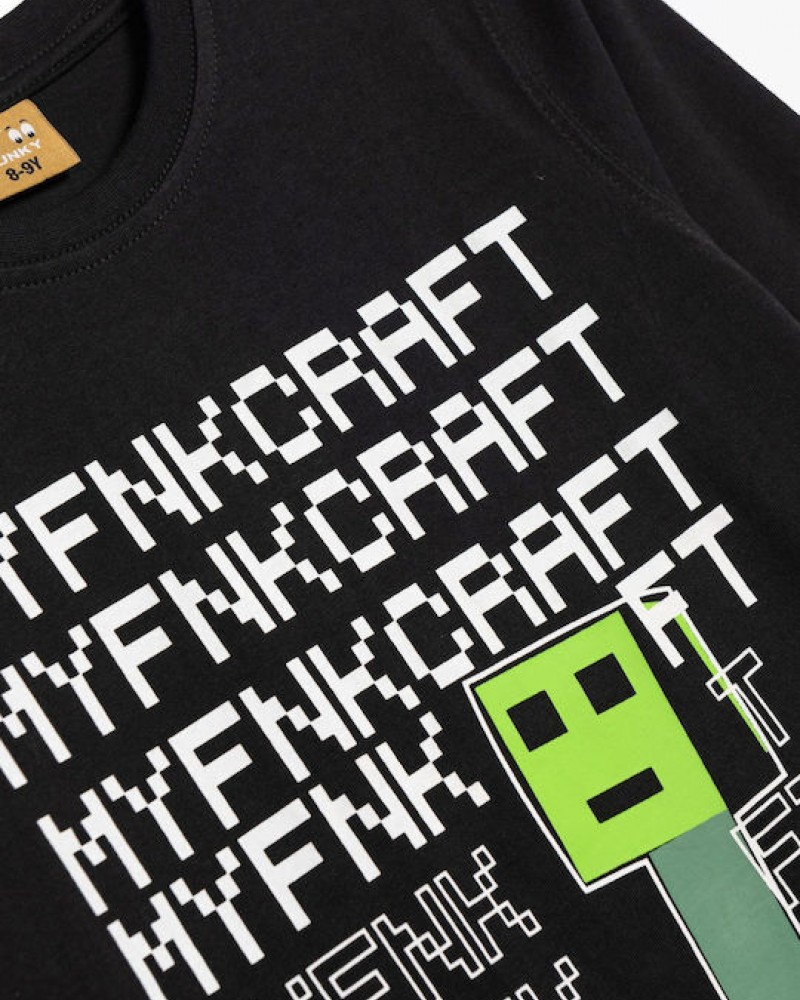 Εφηβική Μπλούζα με Τύπωμα Myfnkcraft Αγόρι (6-16) -Μαύρο- 