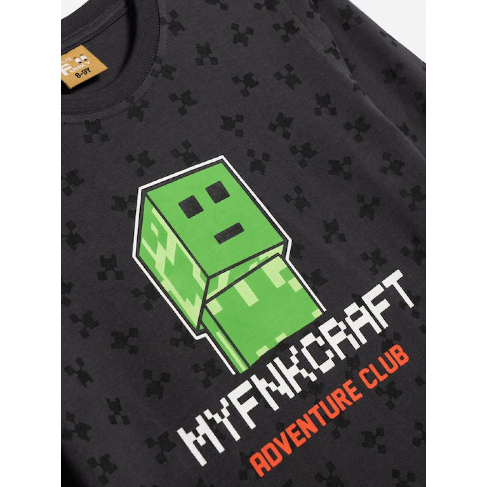 Εφηβική Μπλούζα με Τύπωμα Myfnkcraft Αγόρι (6-16) -Ανθρακί- 