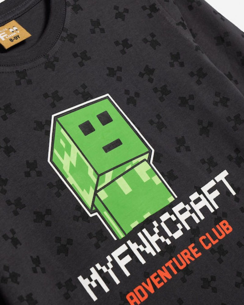 Εφηβική Μπλούζα με Τύπωμα Myfnkcraft Αγόρι (6-16) -Ανθρακί- 