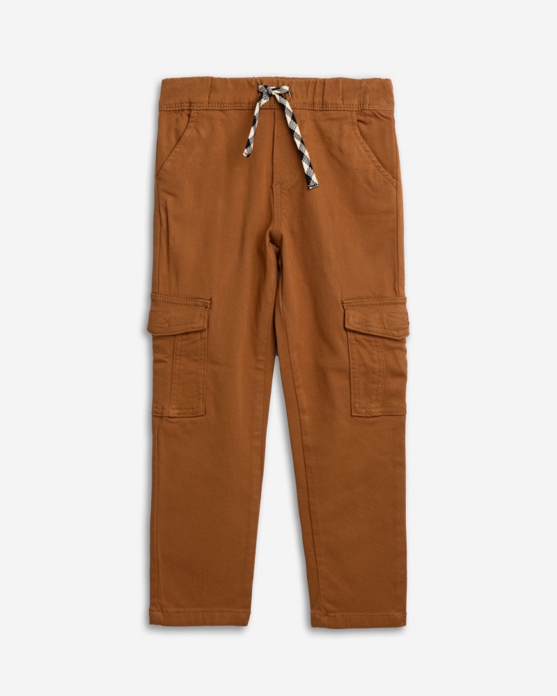 Εφηβικό Παντελόνι Cargo Υφασμάτινο Ελαστικό Αγόρι (6-16) –Κανέλα– 