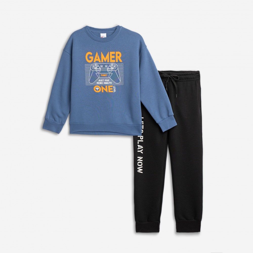 Εφηβικό Σετ Φούτερ Φόρμα με Τύπωμα Gamer One Αγόρι (6-16) -Ραφ- 