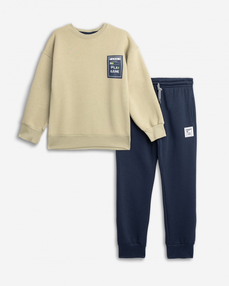 Εφηβικό Σετ Φούτερ Φόρμα Με Τύπωμα Play Game Αγόρι (6-16) -Ευκάλυπτος/Μπλε- 