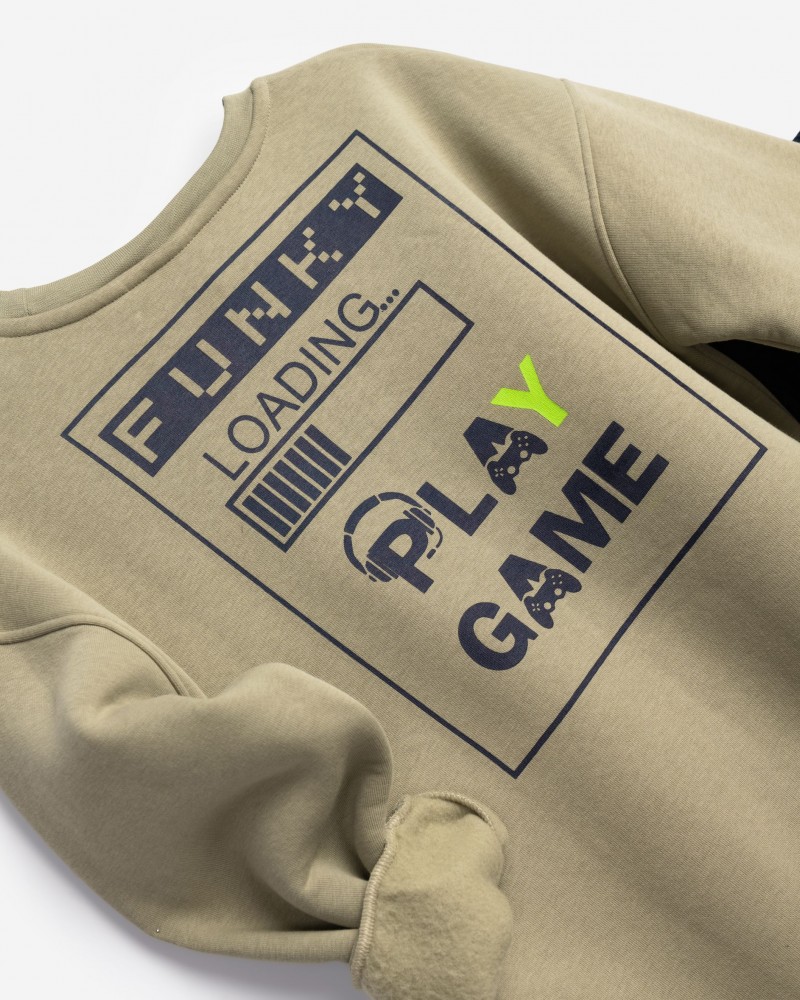 Εφηβικό Σετ Φούτερ Φόρμα Με Τύπωμα Play Game Αγόρι (6-16) -Ευκάλυπτος/Μπλε- 