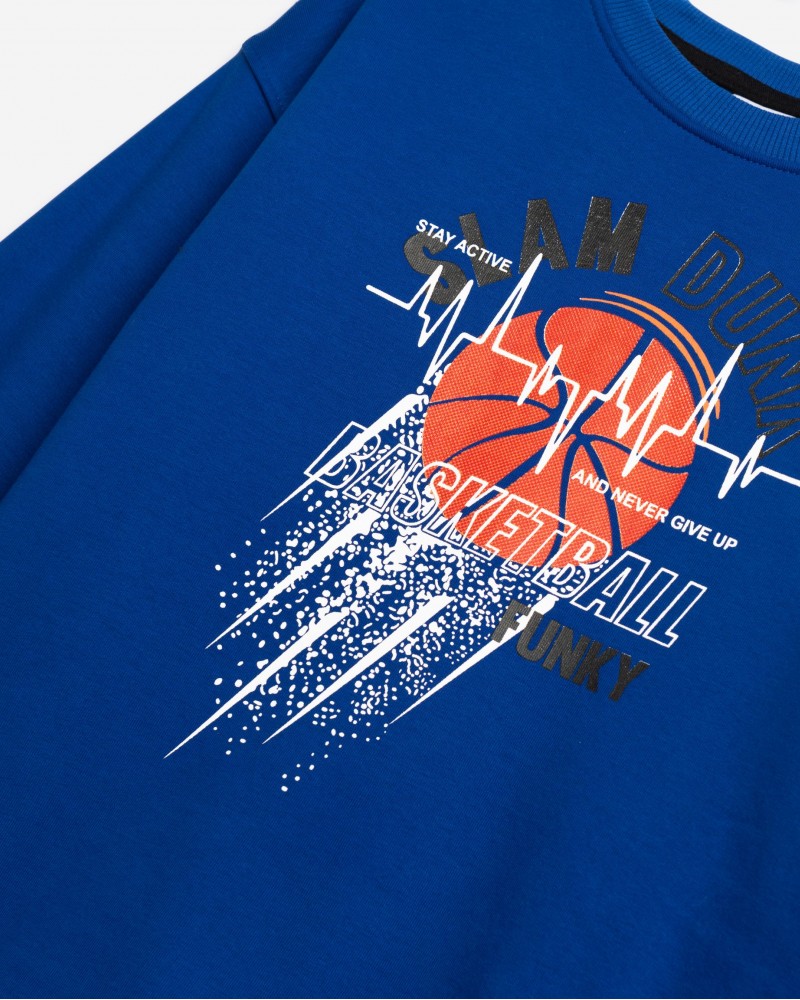 Εφηβικό Σετ Φούτερ Φόρμα Με Τύπωμα Μπάλα Μπάσκετ Αγόρι (6-16) -Ρουά- 