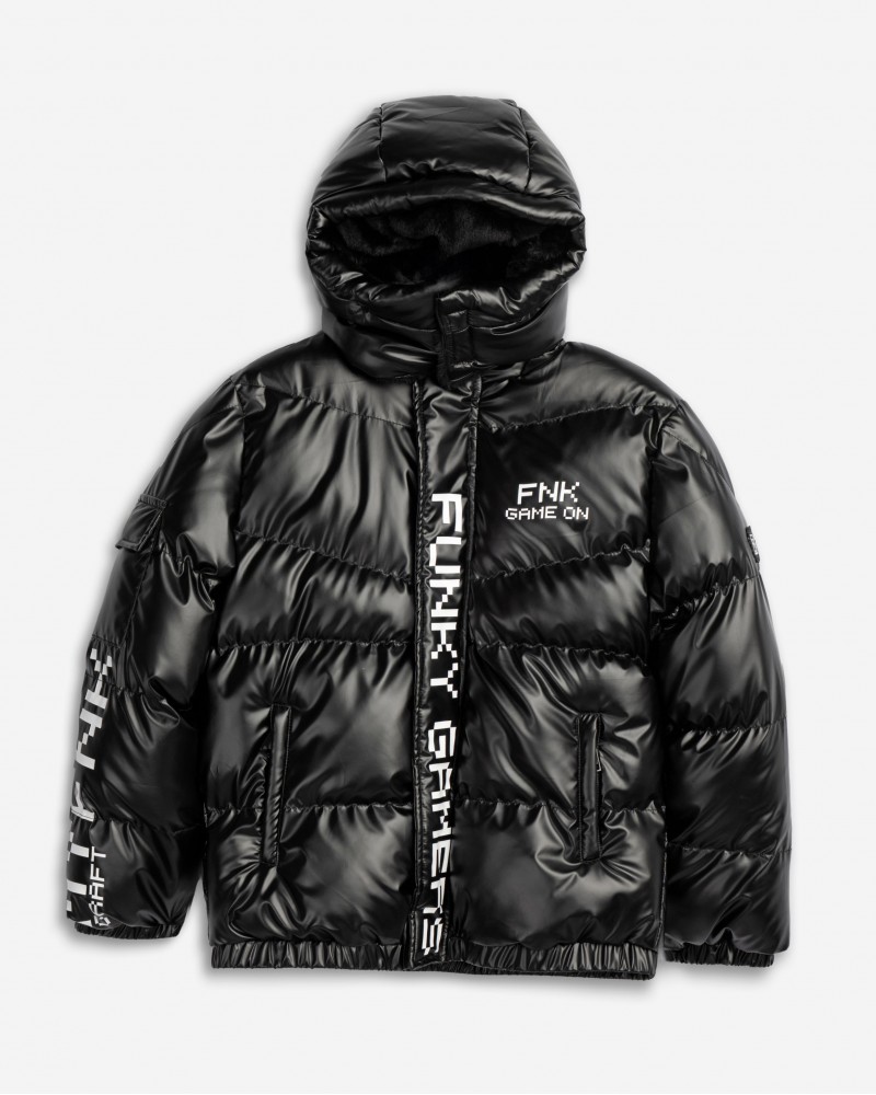 Εφηβικό Μπουφάν με Αποσπώμενη Κουκούλα και Επένδυση Γούνα Αγόρι (6-16) -Μαύρο- 